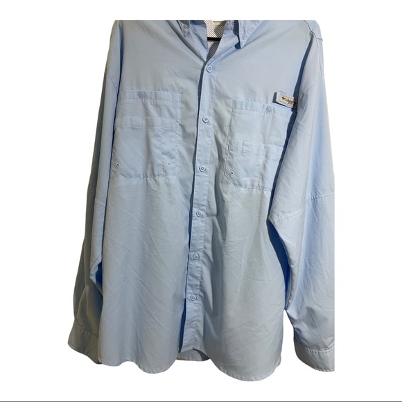 Columbia PFG mens light blue shirt. No size tag measurements pit 24” length - Picture 3 of 11